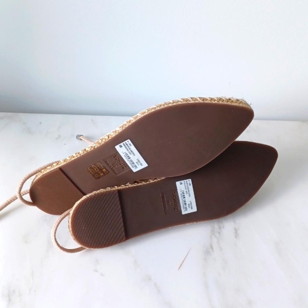 SCHUTZ Nude Pink Espadrille Lace-Up Flats - Picture 4 of 4